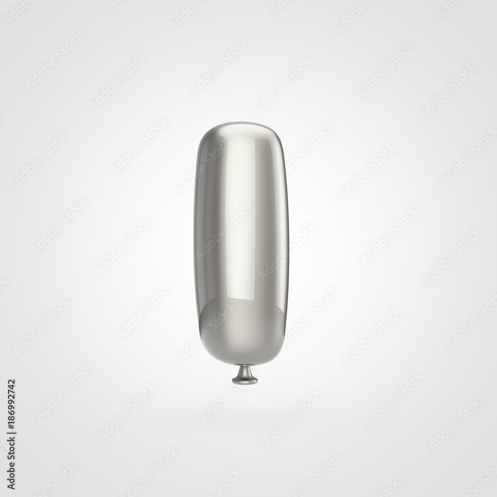 Glossy silver balloon letter L lowercase isolated on white background. Glossy silver balloon letter L lowercase isolated on white background.