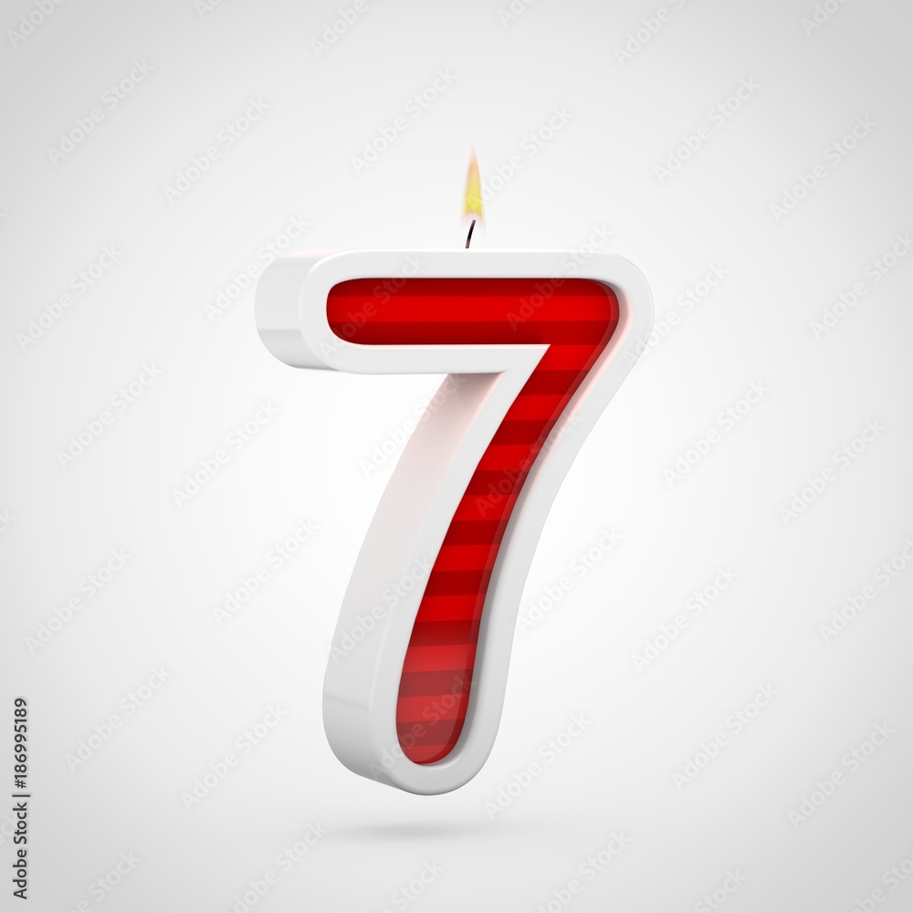 Birthday candle number 7 isolated on white background. Birthday candle number 7 isolated on white background.