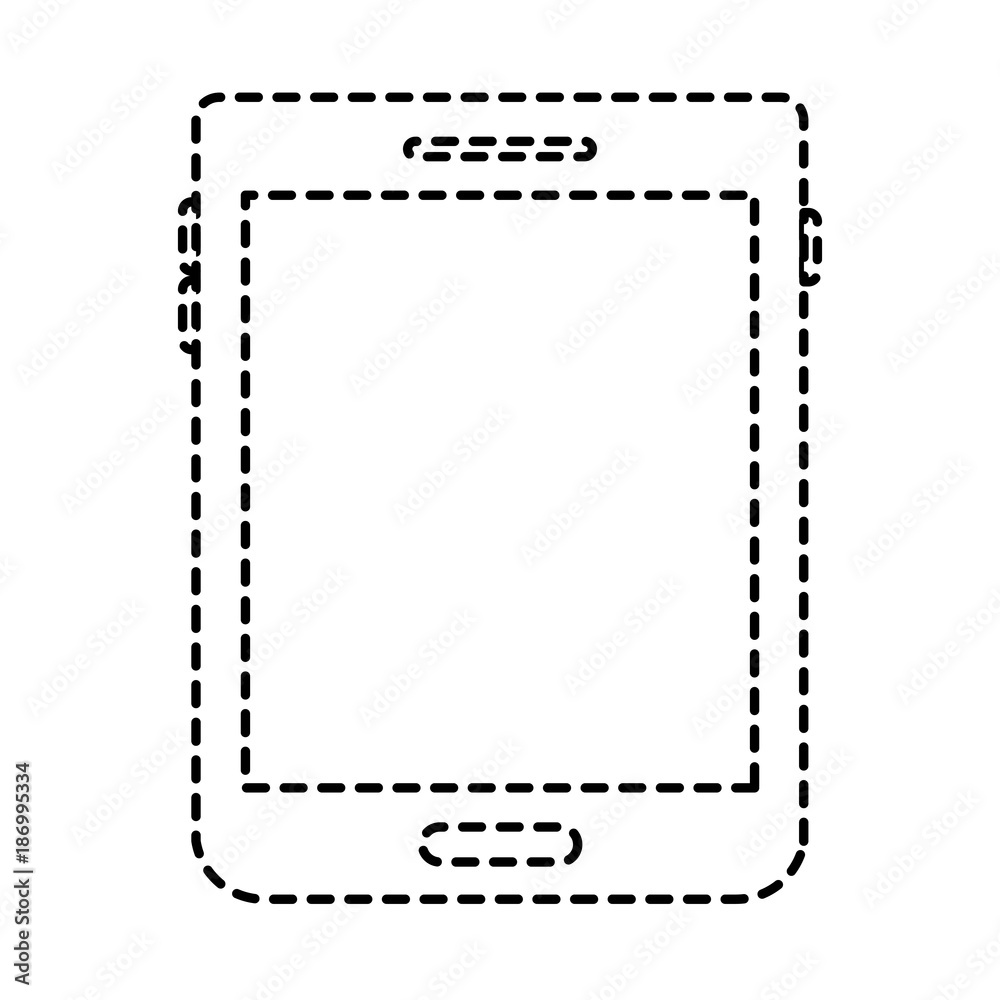 tablet device icon in black dotted silhouette