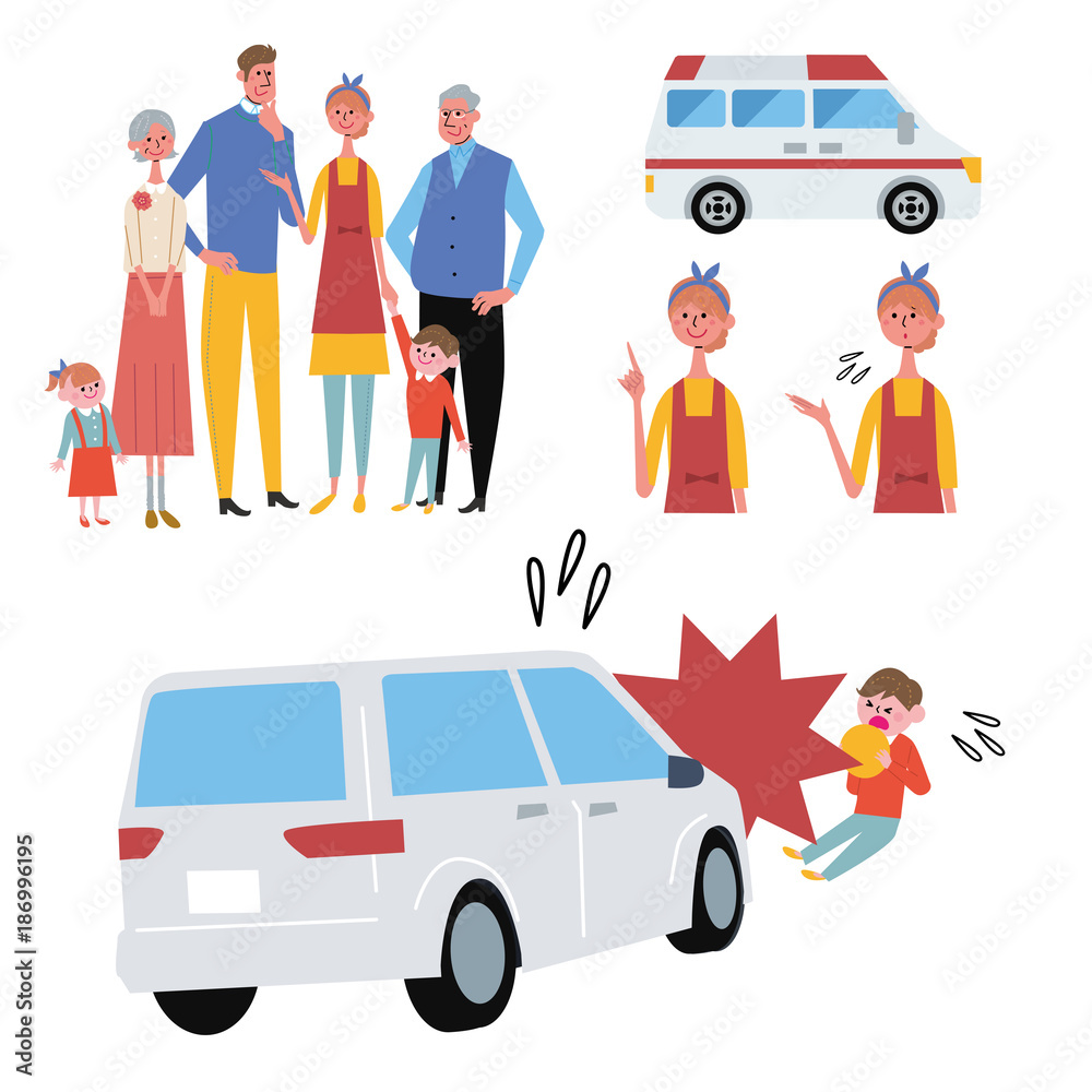 事故にあう こども イラスト セット Stock Vector Adobe Stock