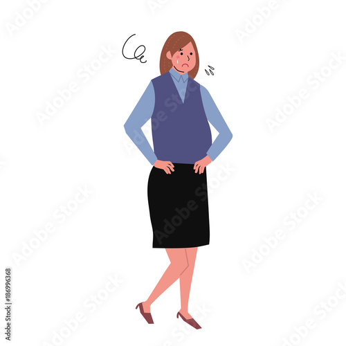 困る　太った女性　イラスト　
