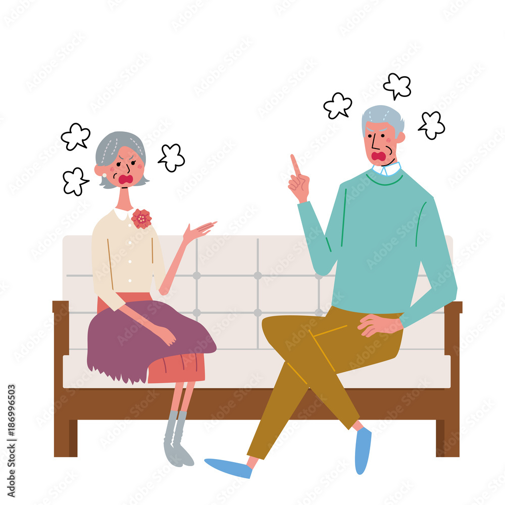 ソファに座る シニア 夫婦 イラスト Stock Vector Adobe Stock