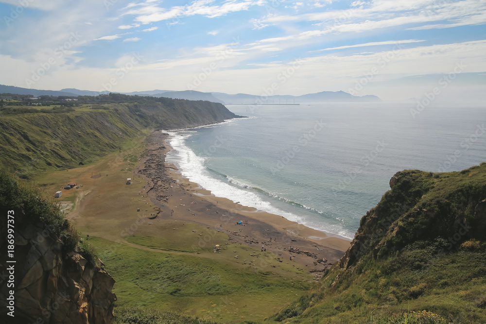 Spain, Basque Country, Getxo, Azkorri beach view from the cliff Spain, Basque Country, Getxo, Azkorri beach view from the cliff