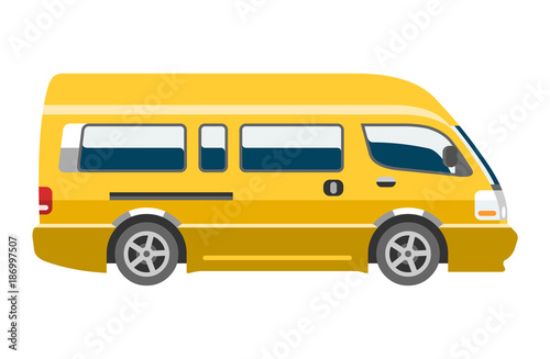 Minivan car vector van auto vehicle family minibus vehicle and automobile banner isolated citycar on white background illustration