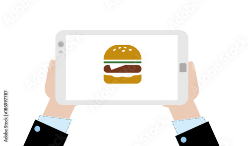 Geschäftsmann mit Tablet - Burger