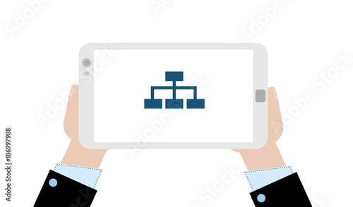 Geschäftsmann mit Tablet - Netzwerk