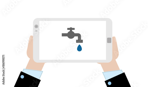 Geschäftsmann mit Tablet - Wasserhahn