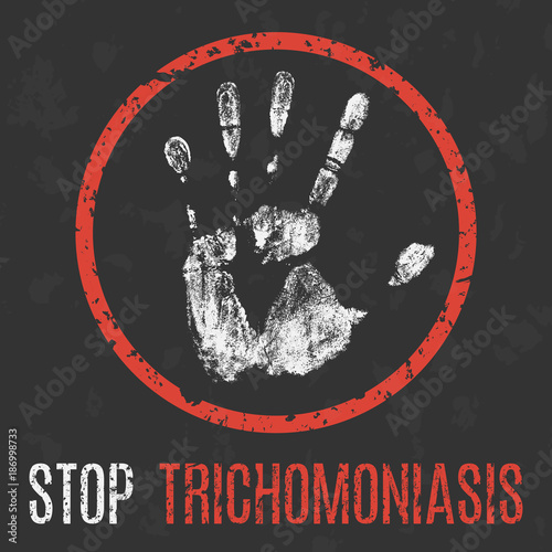 Vector illustration. The medical diagnosis. Stop trichomoniasis.