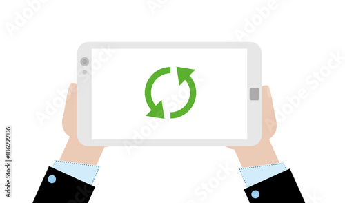 Geschäftsmann mit Tablet - Synchronisation
