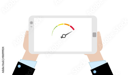 Geschäftsmann mit Tablet - HUD - Tacho