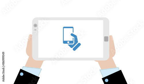 Geschäftsmann mit Tablet - Handy - App