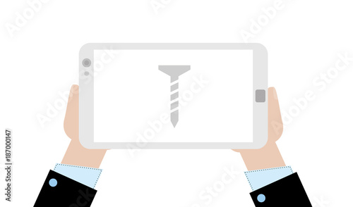 Geschäftsmann mit Tablet - Schraube