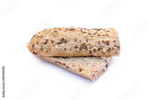 Whole wheat bread isolated on white background