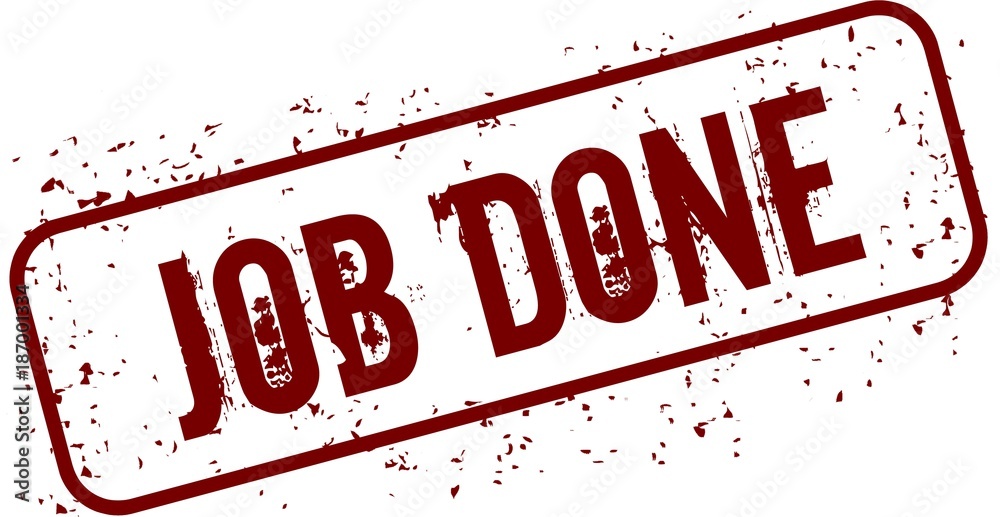 Distressed JOB DONE grunge stamp.