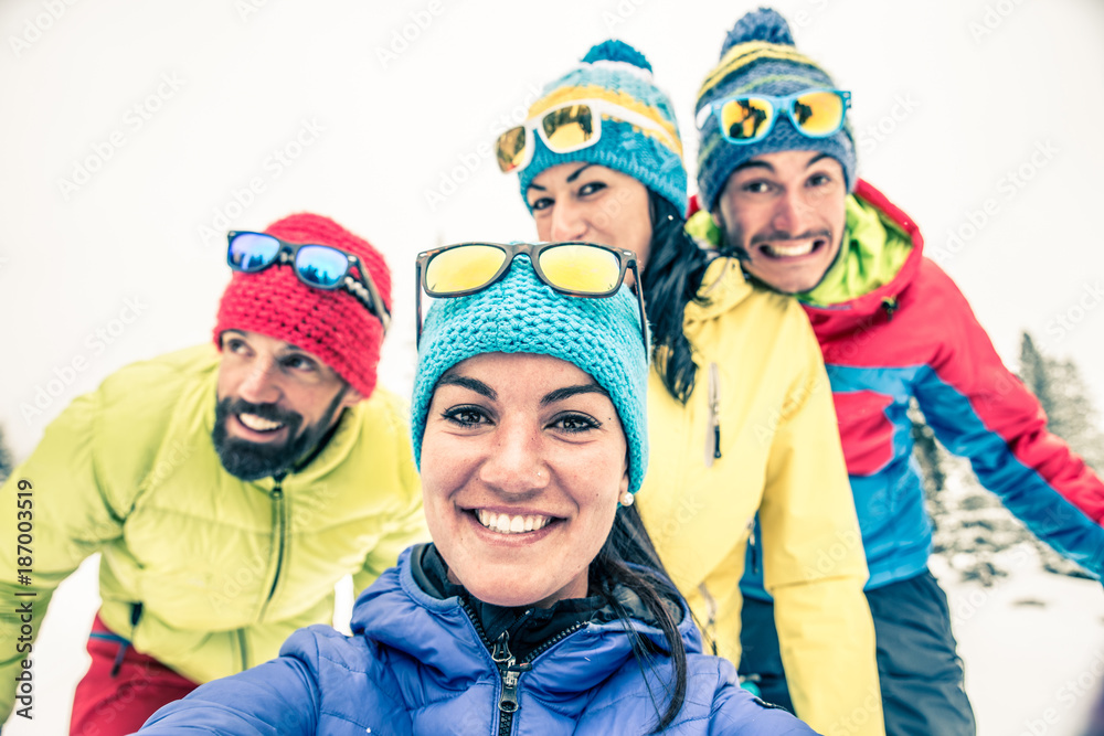 Skiers on winter holiday