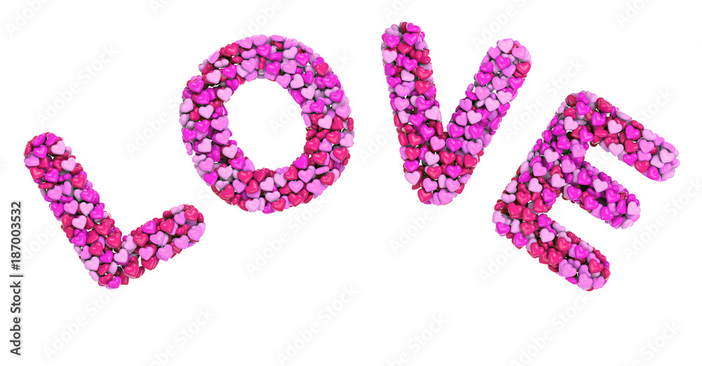 Valentine's day logo with 3d letters on white background Valentine's day logo with 3d letters on white background