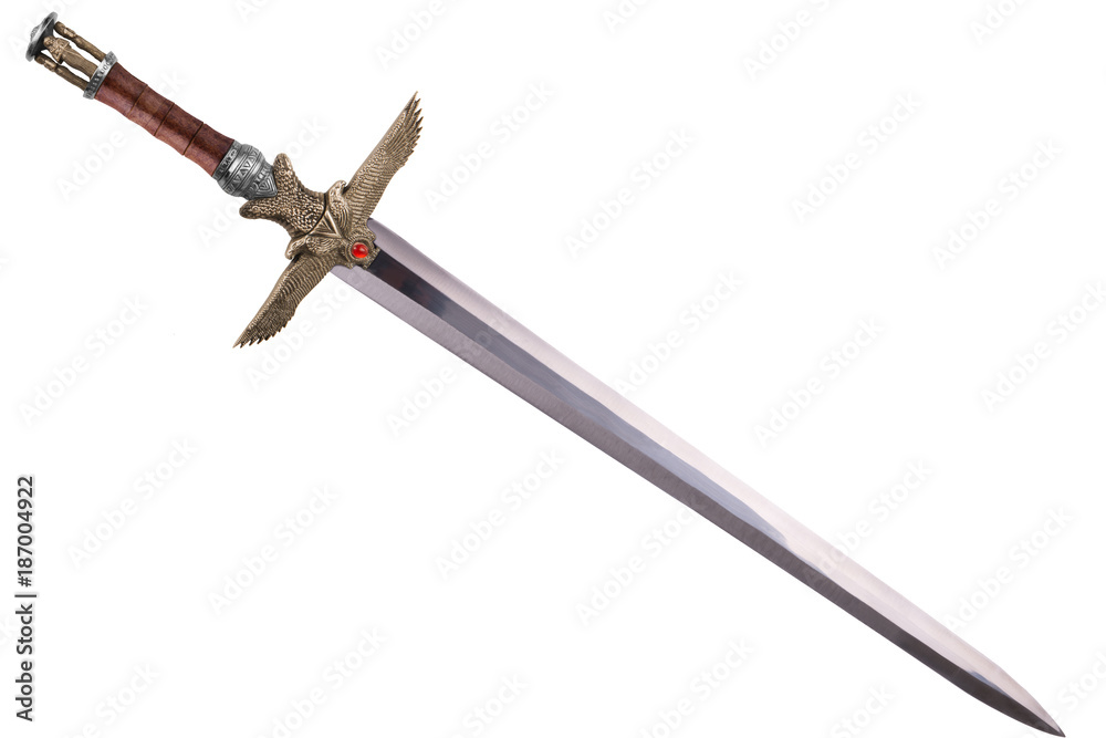 Sword disposed by diagonal, isolated on white background. Sword disposed by diagonal, isolated on white background.