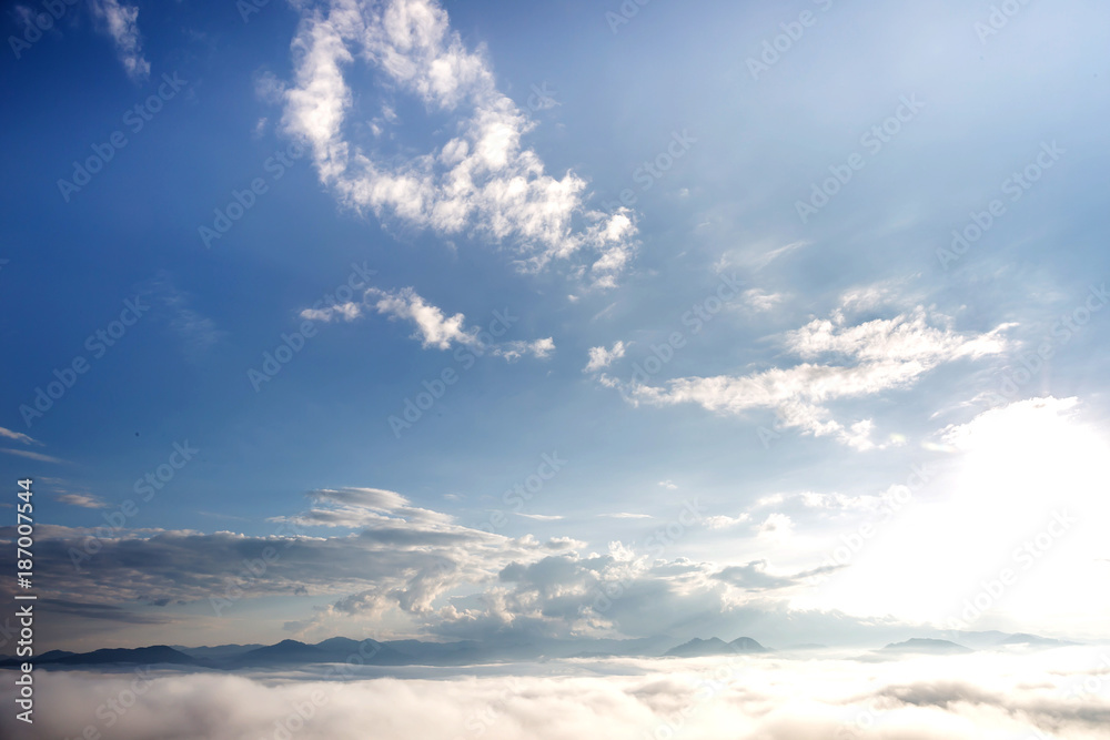 Morning fog from Yun Lai Viewpoint, in Pai town, Mae Hong Son province, Thailand