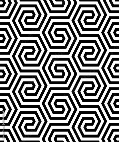 Vector seamless texture. Modern geometric background. Monochrome repeating pattern with hexagonal tiles.