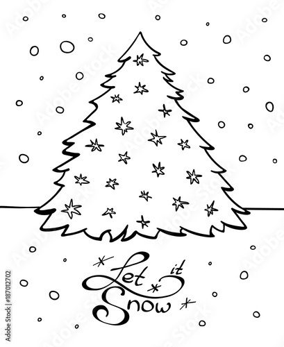 Chrismas tree and lettering with wishes