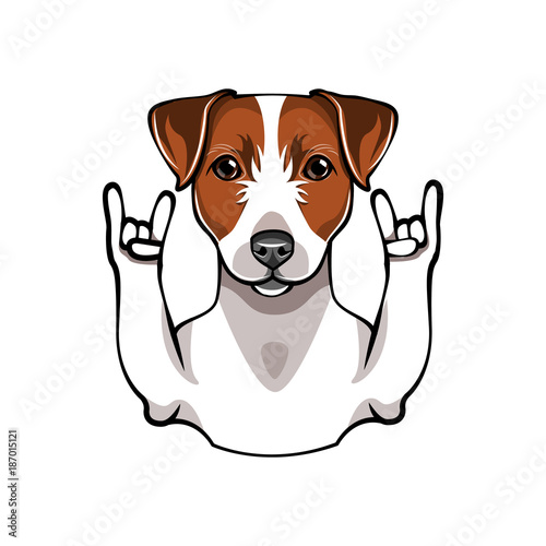 Fotografia Illustration of Jack Russell Terrier dog with horns