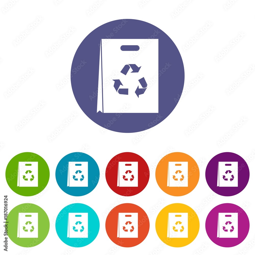 Package recycling set icons Package recycling set icons