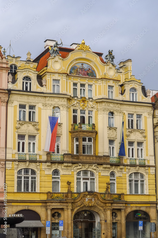 Czech Republic Prague art nouveau building in Old Town Square Czech Republic Prague art nouveau building in Old Town Square