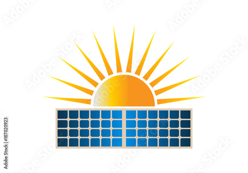 Sun Solar Dual Panel Logo Clipart Vector Illustration