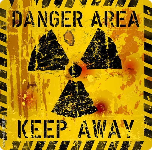 Rotten atomic radiation warning sign, vector illustration