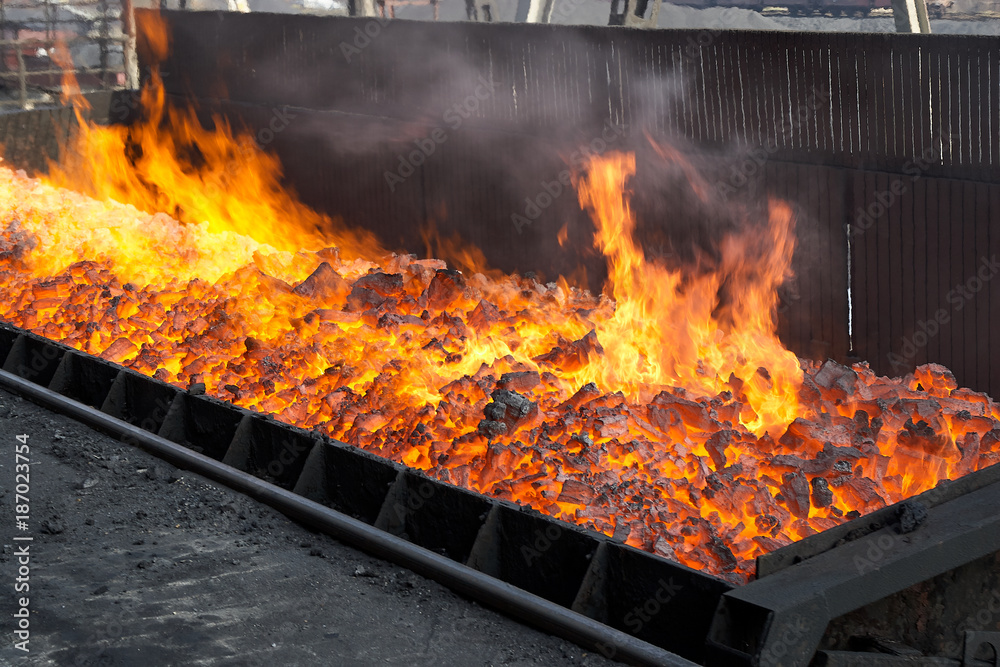 Obraz premium Burning coke in a coking plant