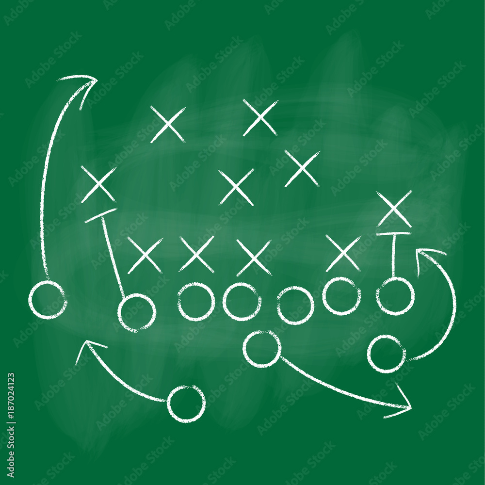 Vector Football Play with green background. Football America. NFL American football formation tacticson. American football field tactics. Touchdown. Vector Football Play with green background. Football America. NFL American football formation tacticson. American football field tactics. Touchdown.