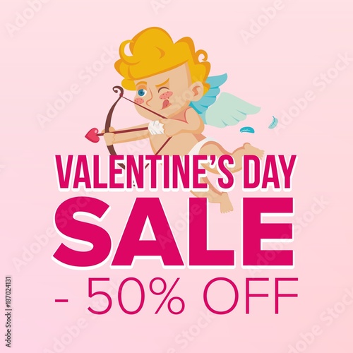 Valentine s Day Sale Banner Vector. Business Advertising Illustration. February 14 Sale Poster. Template Design For Web  Love Flyer  Valentine Card  Advertising.