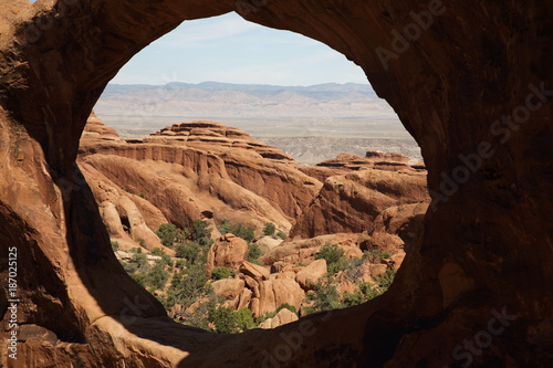 Double O Arch, located in the Arches National Park, Moab, Utah photo