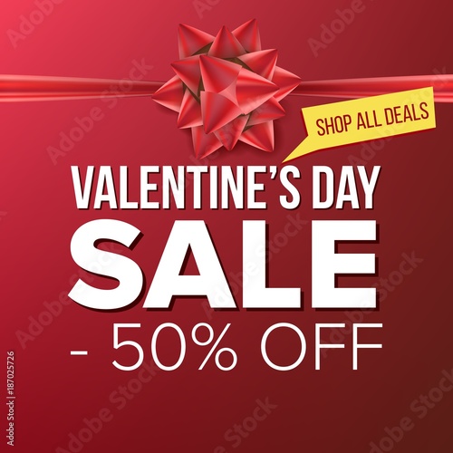 Valentine s Day Sale Banner Vector. Big Super Sale. Cartoon Business Brochure Illustration. Design For Valentine Love Banner, Brochure, Poster, February 14 Discount Offer