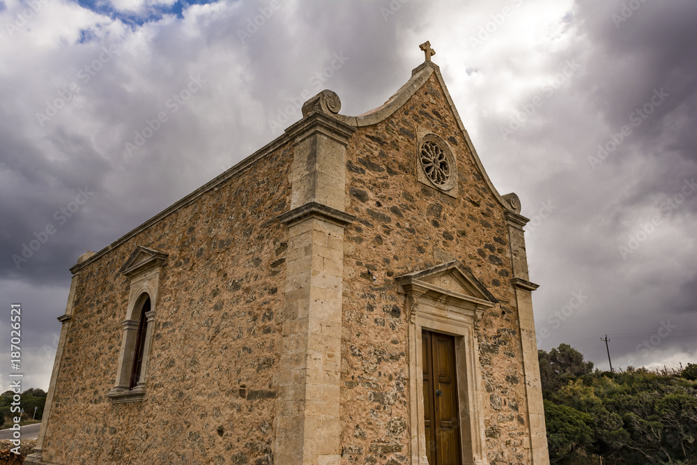 Old Orthodox chapel near Toplou monastery in Crete, Greece.