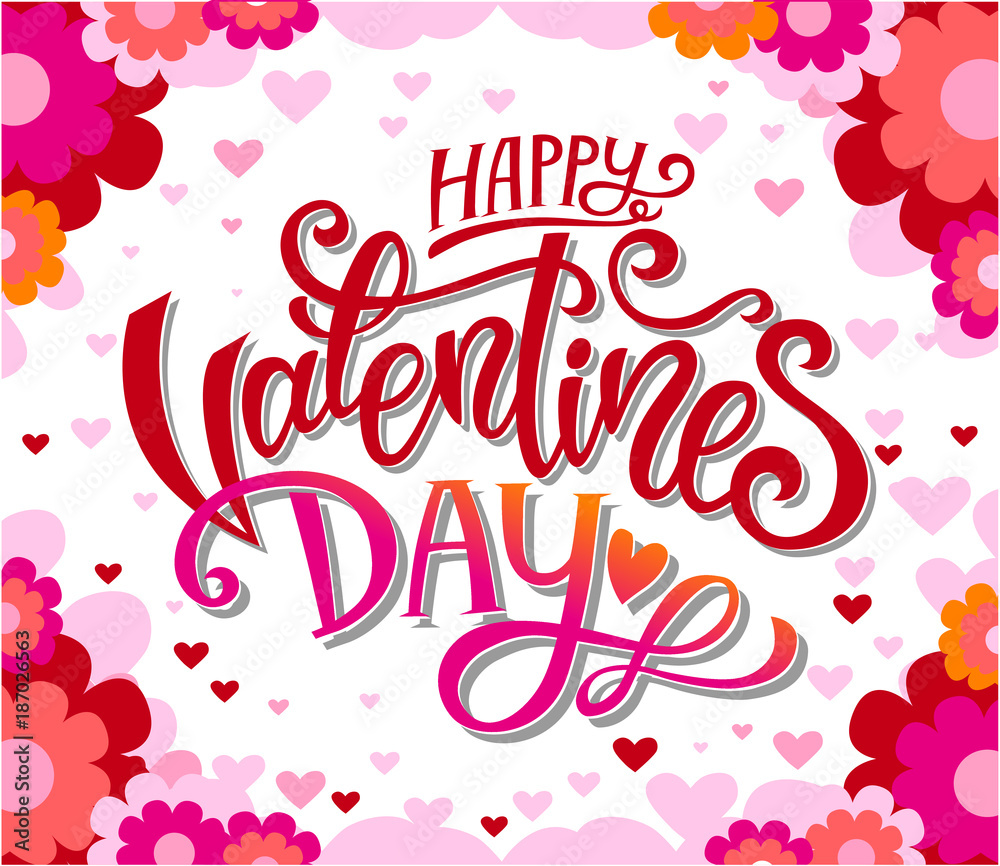 Happy Valentines Day hand-drawn lettering holiday design to greeting card, poster, congratulate, text vector Happy Valentines Day hand-drawn lettering holiday design to greeting card, poster, congratulate, text vector