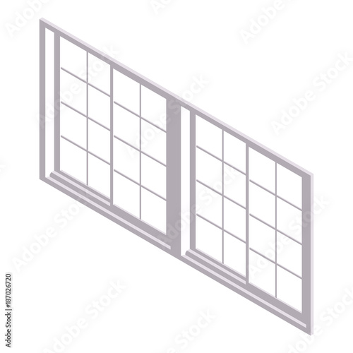 Closed window isometric vector illustration. 3d Isolated on white background