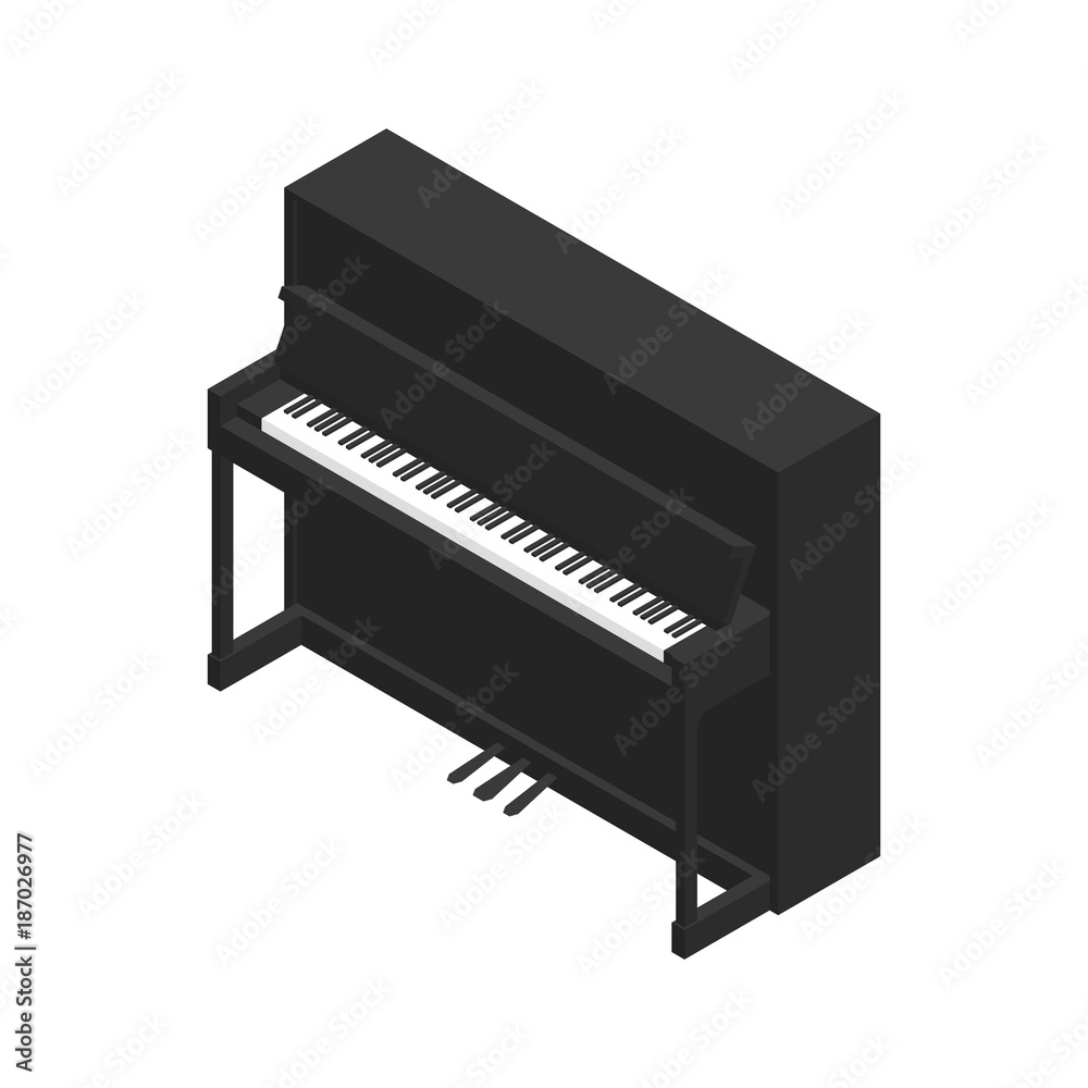 Vecteur Stock Black grand piano isometric style vector illustration. |  Adobe Stock
