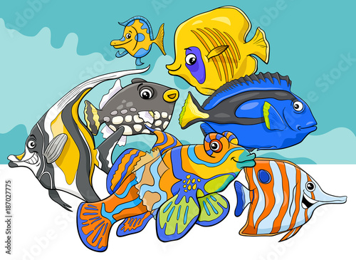 tropical fish sea life animal characters group