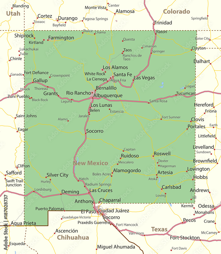 New Mexico-US-States-VectorMap-A