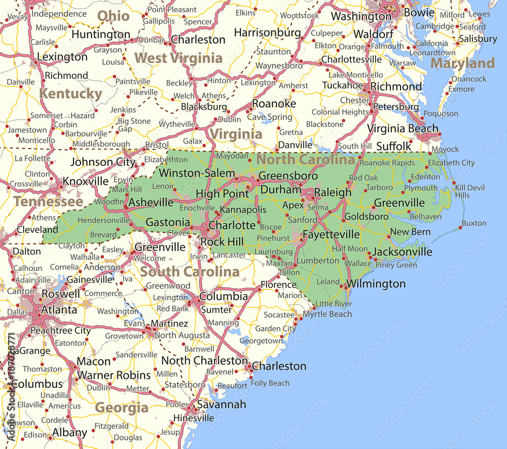 North Carolina-US-States-VectorMap-A