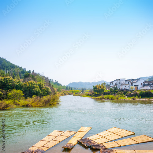 Landscape of Wuyuan County in spring. It's very quiet. People refer it to as the most beautiful village of China.