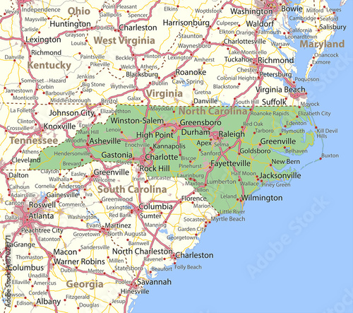 Karolina Północna-Stany Zjednoczone-VectorMap-A