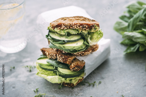 Food: Green vegetable sandwiches, vegan photo