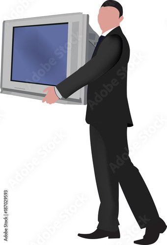 persona consegna televisione