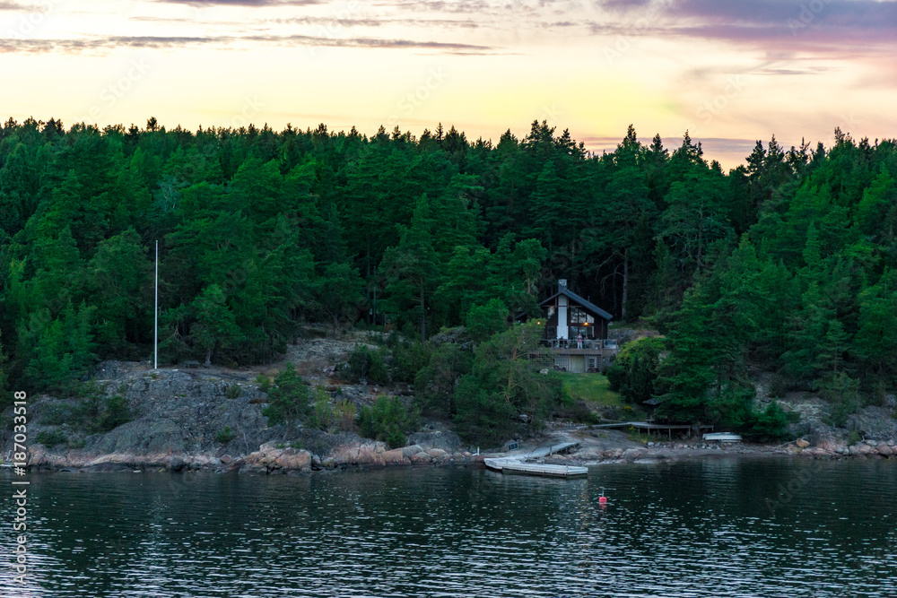 Obraz premium archipelago with trees in sweden near stockholm