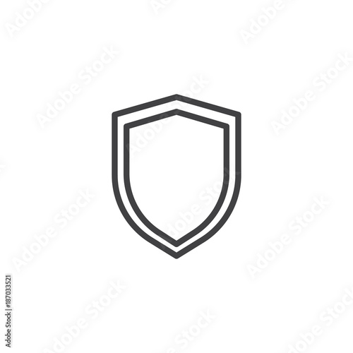 Shield protection line icon, outline vector sign, linear style pictogram isolated on white. Security shield symbol, logo illustration. Editable stroke