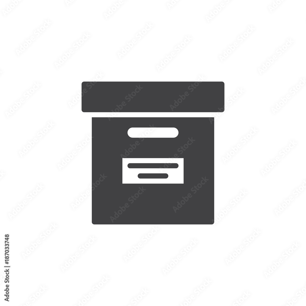 Office file box icon vector, filled flat sign, solid pictogram isolated on white. Archive box symbol, logo illustration.