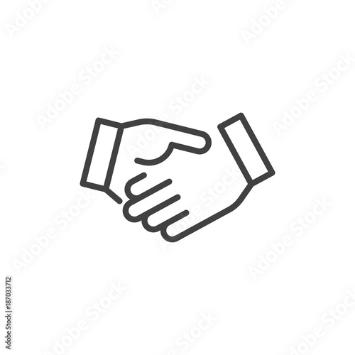 Business handshake line icon, outline vector sign, linear style pictogram isolated on white. Agreement, Shaking hands symbol, logo illustration. Editable stroke