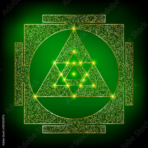 Sacred Indian Geometry Mystical Meditative Diagram Symbol - Vector Ganesh Yantra
